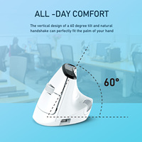 Souris verticale ergonomique Double Mode souris sans fil Retour en un clic Rechargeable Led Display Mouse pour PC Portable Home Office