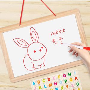Mini tableau noir suspendu double face pour la maison, le bureau, le commerce, tableau blanc en bois pour dessiner, pour garçons et filles - Product Image 3