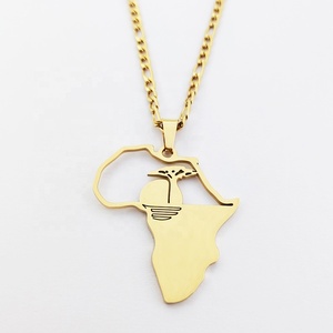 MUSE Pendentif de <span class=keywords><strong>carte</strong></span> d'Afrique Design de mode <span class=keywords><strong>Carte</strong></span> d'Afrique ANKH Symbole Cadeau de <span class=keywords><strong>carte</strong></span> Collier pour bijoux unisexes - Product Image 1