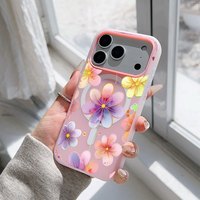 Coque de téléphone rétro à motifs floraux variés pour iPhone 17 Air 16 15 Plus 14 13 Pro Max, magnétique 2-en-1 antichoc en gelée, protection renforcée