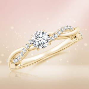 Anillo de Compromiso y Boda con Diamante Cultivado en Laboratorio, Certificado IGI, Corte Solitario, Banda Trenzada con Pavé, Oro de 10K, 14K, 18K, Chapado en Rodio, Plata 925, 935 - Product Image 1