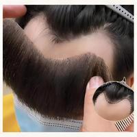 AU 15x2.8cm V-Type Bio Skin Postiche Frontal Attaché à la main Remy Grade Male Patch avec cheveux chinois pour la naissance des cheveux encastrée