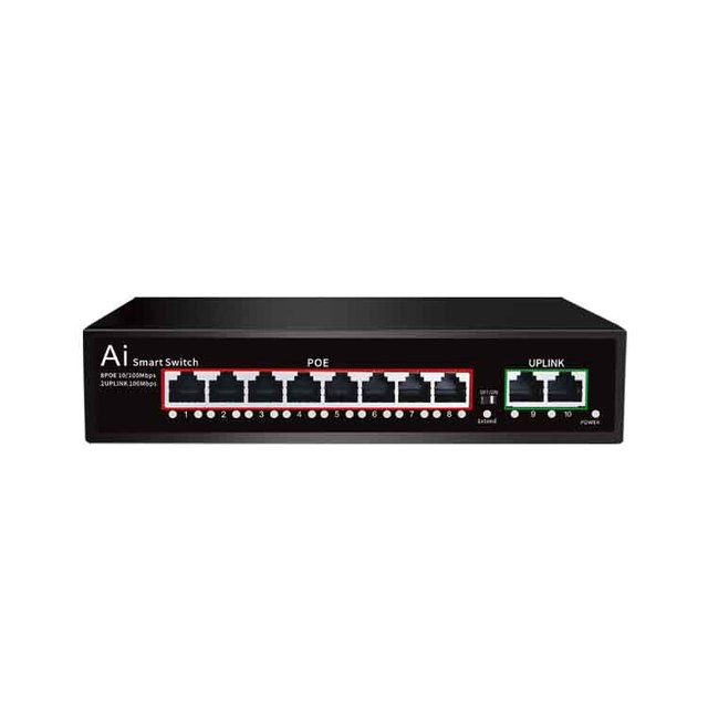 8 Port Network 48V Active Poe Switch 150w Standard AF/AT POE 30w