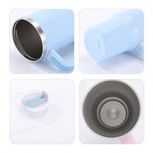 Bouteille d'eau isotherme en acier inoxydable réutilisable de 40 oz avec logo personnalisé, compatible porte-gobelet, avec poignée et couvercle à paille - Product Image 3