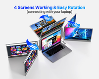 Moniteur portable LCD à rotation automatique Full HD 1080P avec extension d'écran triple ou quadruple 14 pouces, connexion Type C, pour ordinateurs portables