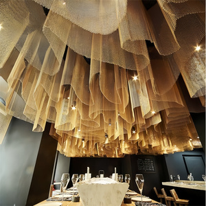 Paneles Decorativos <span class=keywords><strong>de</strong></span> <span class=keywords><strong>Malla</strong></span> Metálica <span class=keywords><strong>de</strong></span> Aluminio/Latón/Acero Inoxidable, Rejilla <span class=keywords><strong>de</strong></span> Alambre Tejida para Arte Mural, Interiores <span class=keywords><strong>de</strong></span> Hoteles y Restaurantes - Product Image 1