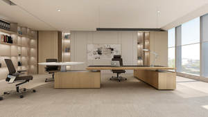 โต๊ะทำงานไฟฟ้าปรับระดับได้สองชั้นแบบ L-Shape สำหรับผู้บริหารระดับสูง พร้อมที่เก็บของ - Product Image 4