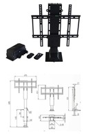 Soporte de TV de Pared con Control Remoto y Altura Ajustable para Sala de Estar o Sala de Conferencias, Soportes de TV Ocultos de Acero, Elevador de TV Motorizado