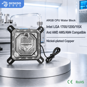OCOCOO OC-C55X Bloc d'eau pour processeur Intel pour Intel LGA 1700 1200 115X, bloc d'eau RGB en acrylique avec refroidissement liquide à micro-canaux - Product Image 1