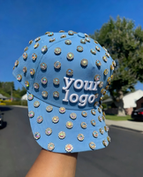 Gorra de Béisbol Personalizada con Logotipo Bordado en 3D y Pedrería, Gorra de Béisbol Ajustada de Moda para Hombre con Perlas