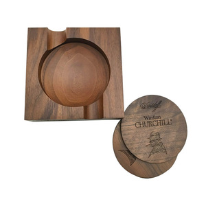 Winston Churchill <b>Wooden</b> Ashtray 12x12x4cm Square Office <b>Desk</b> Ornament Laser Engraved <b>Solid</b> Walnut Gift - Product Image 3