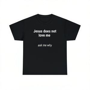 T-shirt « Jésus ne m'aime pas » avec déclaration ironique, mode punk, unisexe, noir, grande taille - Product Image 2