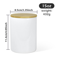 Pot à bougie en céramique blanc personnalisable de 11 oz et 15 oz avec couvercle en bambou pour mariages, cadeaux de Noël, sublimation vierge