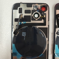 Pour iphone 14 14 Plus Verre arrière avec câble de charge sans fil et cadre lunette plaque métallique anneau magnétique