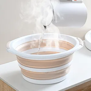 Cubo plegable de plástico para <span class=keywords><strong>lavabo</strong></span> de baño, <span class=keywords><strong>lavabo</strong></span> plegable, <span class=keywords><strong>lavabo</strong></span> apilable, ahorro de espacio - Product Image 3