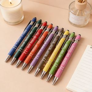 Stylo publicitaire personnalisé 2-en-1 pour écoles de commerce, avec stylet tactile mobile et encre bleue/noire, en métal durable - Product Image 5