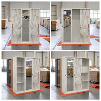 Armoire en acier imprimé à 3 portes avec miroir coulissant, placard métallique moderne pour chambre à coucher, meuble de rangement pour vêtements, mobilier personnalisé pour la maison