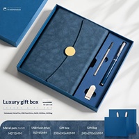 Set Regalo Aziendale Professionale All'Ingrosso: Taccuino A5 in PU con Copertina Rigida, Penna a Sfera, Penna Roller e Chiavetta USB