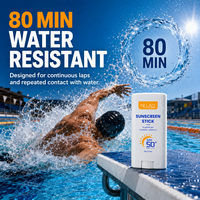 Sunscreen Stick SPF 50 untuk Kulit Berminyak, dengan Zinc, Perlindungan UV Organik, Tahan Air, Alami, Label Pribadi, untuk Berenang