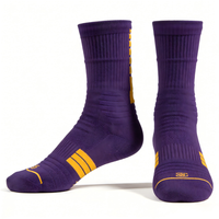 Chaussettes de basketball personnalisées Elite pour jeunes, pour tournois professionnels, en coton biologique peigné écologique, antibactériennes, compressives, antidérapantes, en tissu éponge