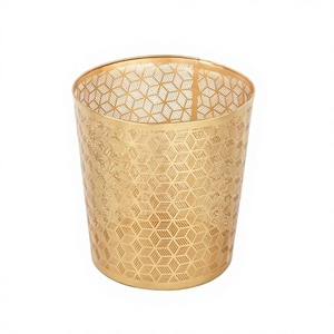 Cubo de basura de hierro color dorado hecho a mano, de la mejor calidad, forma redonda, para oficina, para polvo y residuos, a precio competitivo. - Product Image 1