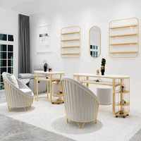 Mobilier européen en tissu unique Ensemble d'équipement de salon de coiffure de luxe Mobilier maison Ensemble de table et de chaises de manucure moderne