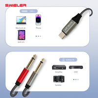 Maßgefertigtes HiFi-Audiokabel Typ C auf 6,35mm Klinkenstecker Adapter Stereo-Verstärker Mobiltelefon-Mixer-Verbindung USB-C auf 6,35mm Kabel 2M