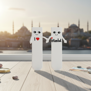 I Love Istanbul Patterned <b>Magnetic</b> <b>Socks</b> Breathable and Daily Use Hand-Holding Feature - Product Image 3