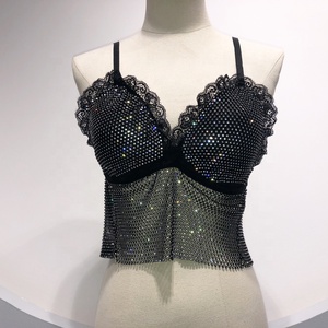 GF027 Plastic Mesh Black Sequins Crystal Body Chain Bra <strong>Harness</strong> Charm Long Party <strong>Dresses</strong> - Product Image 3