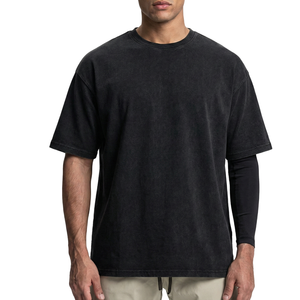 Camisetas Extra Grandes de Algodón 100% con Lavado Ácido Vintage y Estilo Cuadrado para Hombre, Camiseta Personalizada de Alta Calidad con Serigrafía TKAN629 - Product Image 1