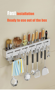 ווים & קיר ארגון נירוסטה סכין & מקלות אכילה מחזיק שחור מתכת תליית מטבח כלי - Product Image 2