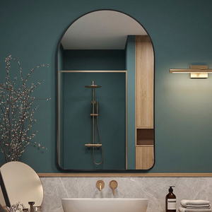 Miroir de salle de bain décoratif moderne 60x90cm noir, à montage mural, avec lentilles en verre, sans électricité, pour un intérieur contemporain - Product Image 3
