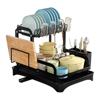Égouttoir à vaisselle à 2 niveaux en acier au carbone antirouille 360 °   Égouttoir rotatif pour ustensiles de cuisine, gain de place