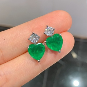 Fashion Eco-friendly Copper Necklace <b>Earrings</b> <b>Set</b> Emerald Green Heart Cut Cubic Zirconia Elegant Bridesmaid Brass Jewelry <b>Sets</b> - Product Image 6