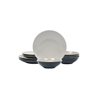 Lot de 12 assiettes de dessert en grès moderne de luxe Olive – Vaisselle haut de gamme élégante pour fêtes et invités, idéale pour la cuisine