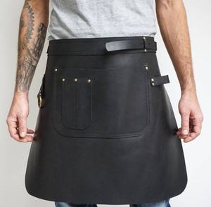 Tabliers de serveur en cuir noir et tabliers de taille résistants à l'huile faits de poches en cuir de haute qualité tablier de styliste de chef de travail - Product Image 3