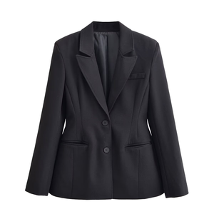 PB&ZA Blazer para Mujer, Nuevo Modelo 2025, Elegante, Ajustado, Cierre de un Botón, Color Sólido, Estilo Vintage, Manga Larga, Prenda Exterior Chic - Product Image 5