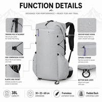 Sac de voyage à enroulement personnalisé 38L, léger et ergonomique, pour la randonnée et les sports de plein air