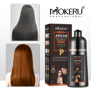 Shampoo colorant capillaire naturel sans tache MOKERU, teinture permanente sans ammoniaque avec huile d'argan, couverture des <span class=keywords><strong>cheveux</strong></span> gris longue durée, 420 ml - Product Image 6