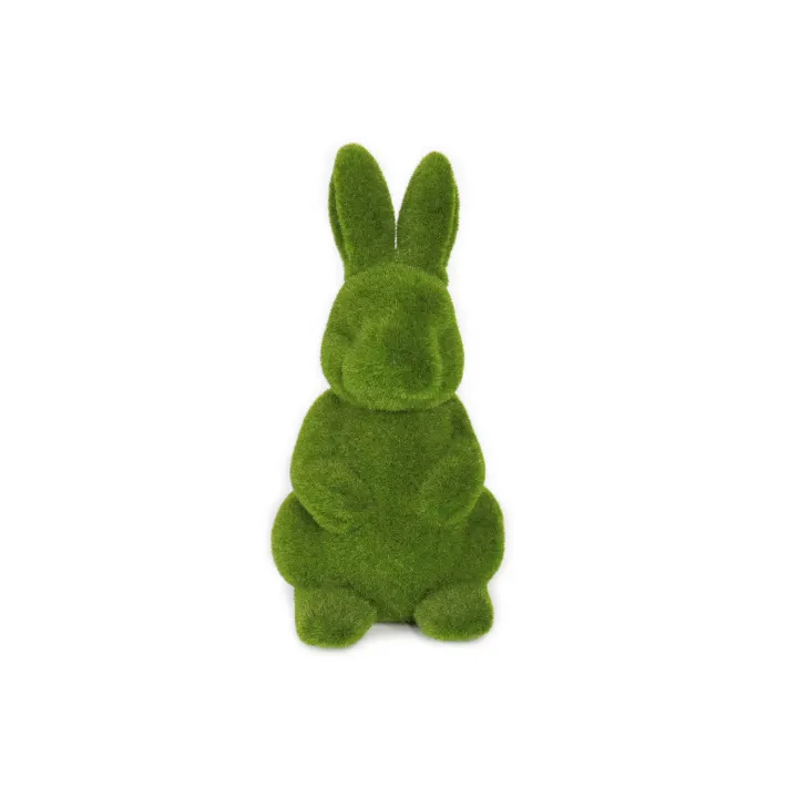 Wholesale 2022 Home Ornament Rabbit Decorations Flocking Furry Flocked Artificial Spring Green Moss Bunny Easter Decor