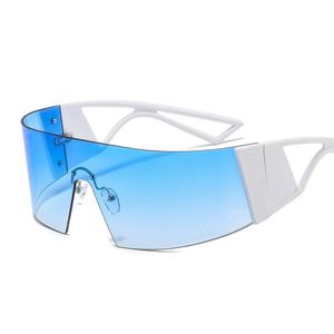 แว่นกันแดดแฟชั่นทรงโค้งใหญ่รุ่นใหม่ล่าสุดปี 2021 ป้องกันรังสียูวี 400 สำหรับผู้หญิง เลนส์ชิ้นเดียวไร้กรอบ - Product Image 4