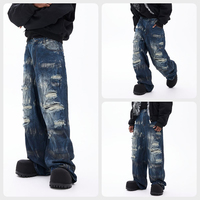 Jeans coupe-vent pour homme, style désert, marque américaine tendance, coupe ample et décontractée, pantalon large à coupe courbée pour homme