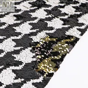 Nanyee Textile Fashion Reversible 5mm Houndstooth Sequin Fabric For Dancewear