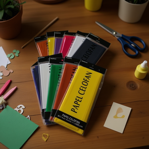 Carta cellophane colori misti 62,5x100 cm 12 pezzi per artigianato e confezionamento - Product Image 2