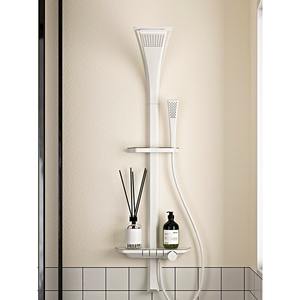 Juego de ducha de pared tipo esquina, gris plomizo cromado, duradero, con estante, tamaño personalizado para baño, inodoro, uso doméstico - Product Image 3