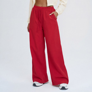 Pantalon de survêtement élégant taille haute coupe droite pour femme, imprimé lettres, cordon de serrage, taille élastique, coupe ample, décontracté et respirant - Product Image 2