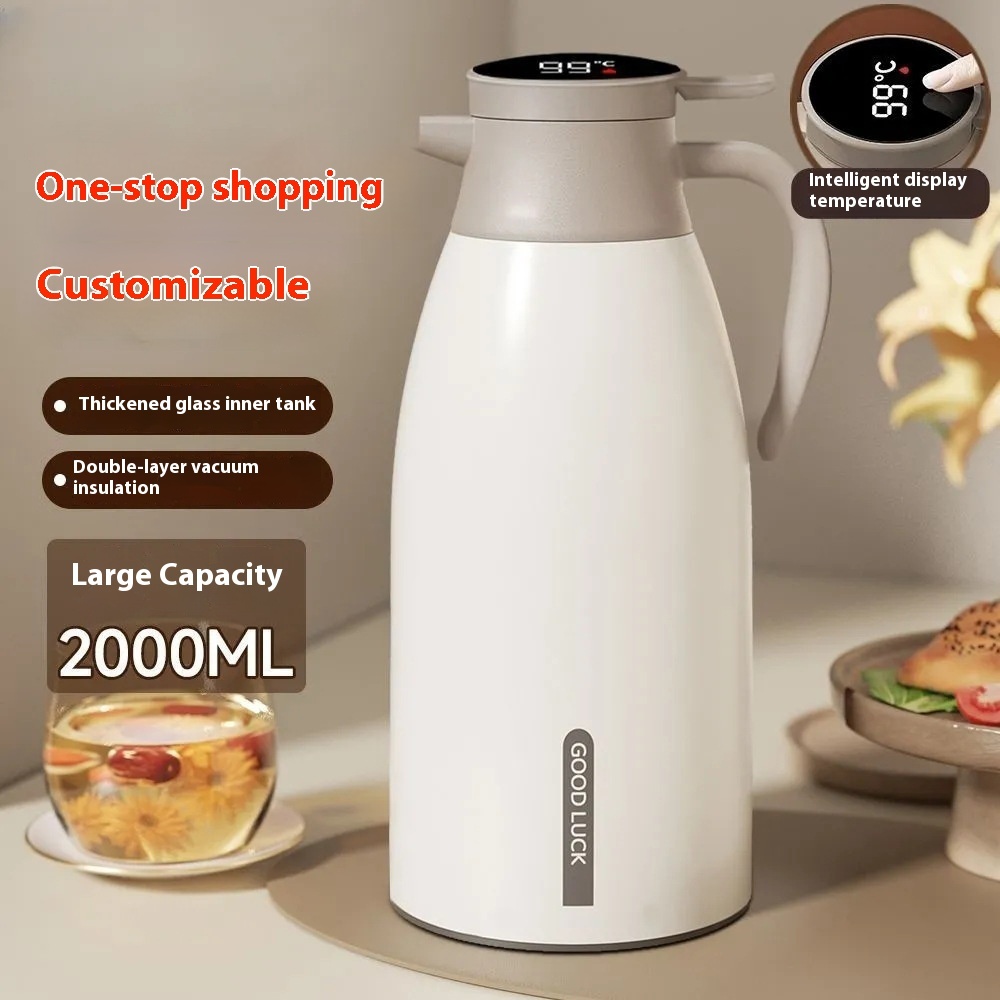 Smart Household Thermos Kettle Large Capacity 2L Digital Display Vacuum Flask for Outdoor Heat Preservation Water Bottles