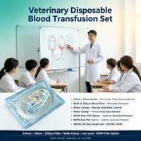Ensemble de transfusion sanguine vétérinaire pour chevaux, pince à rouleau à usage unique