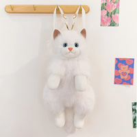 Sac à dos en peluche chat de dessin animé réaliste avec rembourrage en coton PP - Jouet en peluche doux, cadeau d'anniversaire parfait pour les filles (51-99cm)