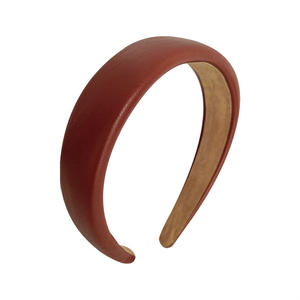 Elegante Frauen im koreanischen Stil Kopf bedeckung einfarbig Pu Leder Haarband Feines Zubehör Hand gefertigtes breites Stirnband für Mädchen - Product Image 4